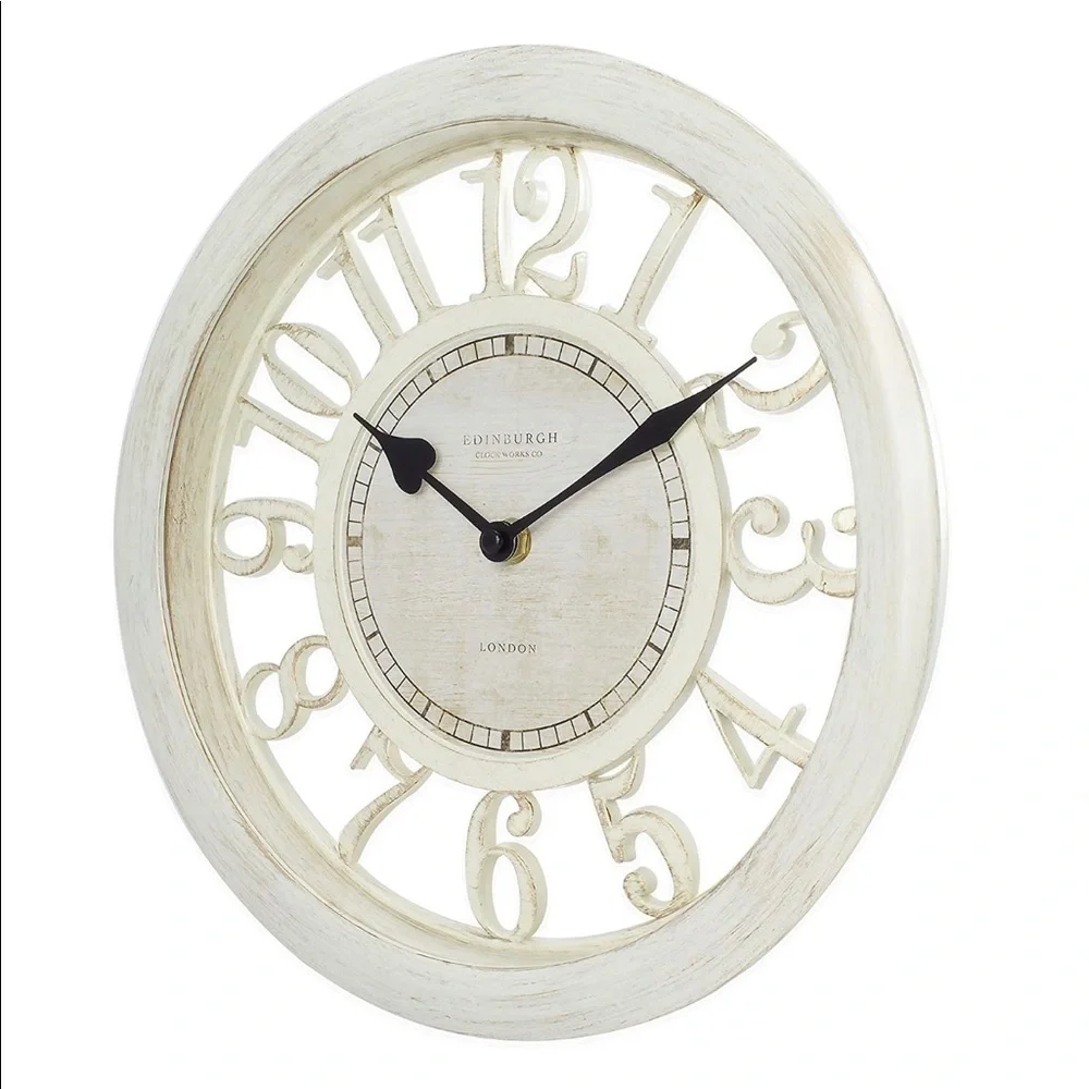 Rustic Wall Clock Shabby Chic white big numerals - Picture 3 of 6